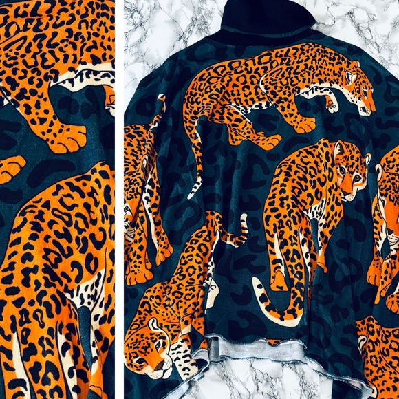 Anthropologie Conditions Apply Leopard Turtleneck Poncho Sweater - Picture 6 of 7